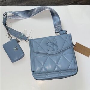 Steve Madden Blue Quilted Crossbody Bag with Adjustable Strap